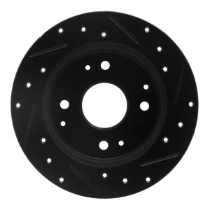 Acura CL Brake Rotor (1) - Rear Left - R1 Concepts - Drilled & Slotted - Black - `98-`02